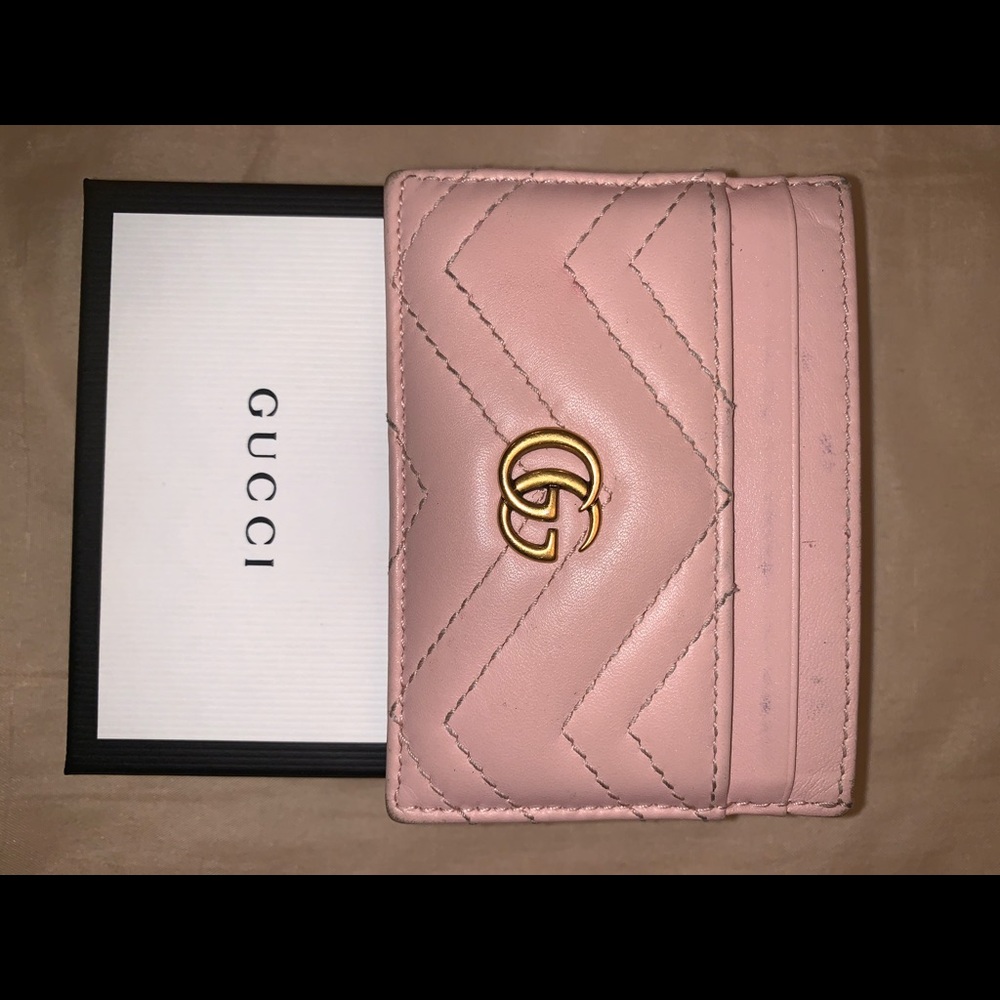 SOLD - Pink GG Marmont Card Holder